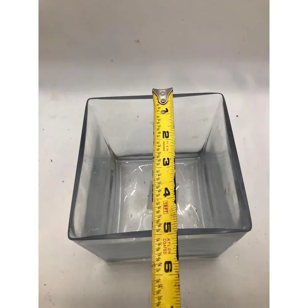 Crate Barrel Container Square Clear Glass Modern‎ Airtight Polish Minimalist